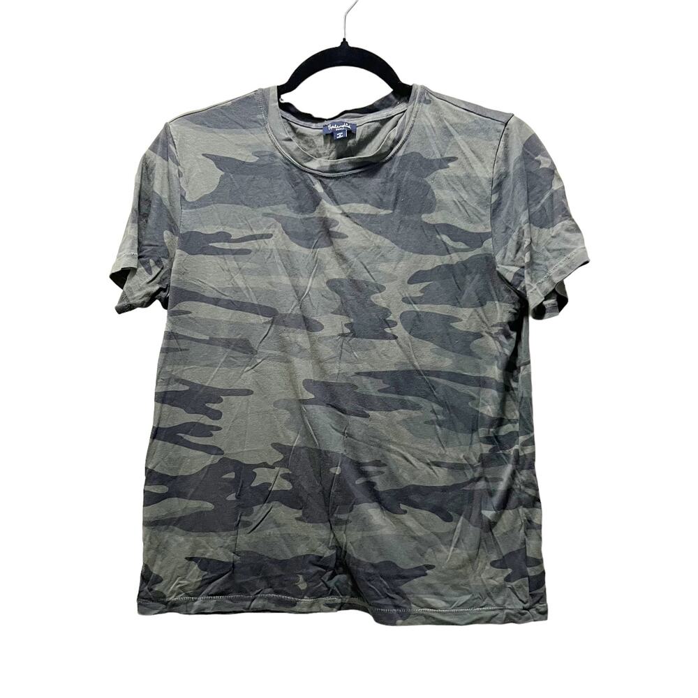 Splendid Camo Print Short Sleeve T-Shirt Green Camouflage Top Size Small